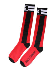 Dolce & Gabbana Red Cotton Stretch Printed Socks -   -  Dolce & Gabbana.