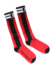 Dolce & Gabbana Red Cotton Stretch Printed Socks -   -  Dolce & Gabbana.