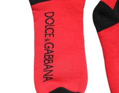 Dolce & Gabbana Red Cotton Stretch Printed Socks -   -  Dolce & Gabbana.