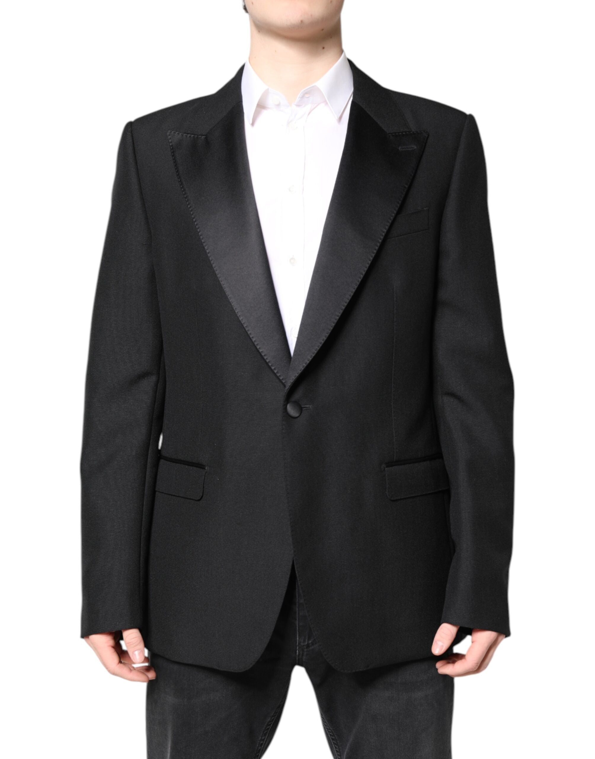 Dolce & Gabbana Black Wool Single Breasted Coat Blazer -   -  Dolce & Gabbana.