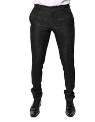 Dolce & Gabbana Black Floral Jacquard Mid Waist Dress Pants -   -  Dolce & Gabbana.