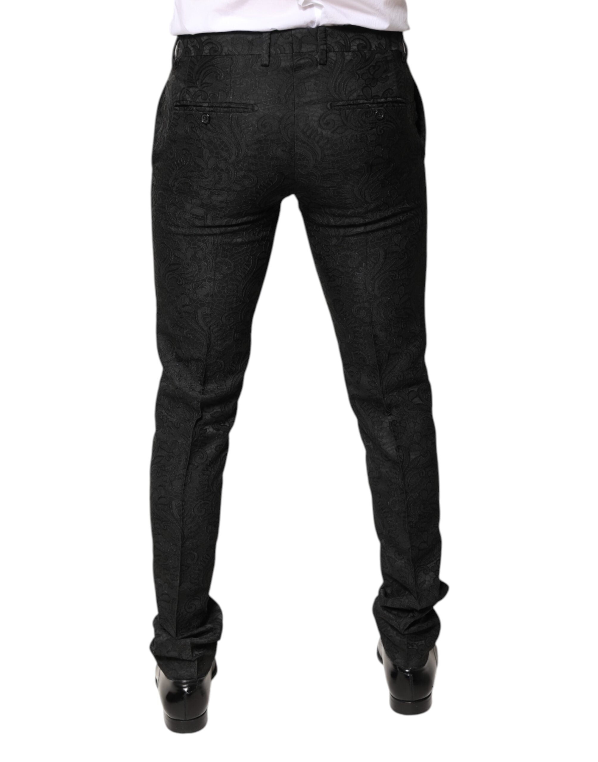 Dolce & Gabbana Black Floral Jacquard Mid Waist Dress Pants -   -  Dolce & Gabbana. Dolce & Gabbana Black Floral Jacquard Mid Waist Dress Pants -   -  Dolce & Gabbana.