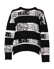 Dolce & Gabbana Black White Logo Print Wool Pullover Sweater - - Dolce & Gabbana.