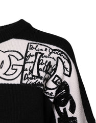 Dolce & Gabbana Black White Logo Print Wool Pullover Sweater - - Dolce & Gabbana.