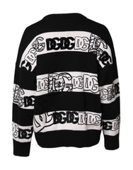Dolce & Gabbana Black White Logo Print Wool Pullover Sweater - - Dolce & Gabbana.