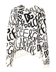 Dolce & Gabbana White Black Logo Print Women Pullover Sweater -   -  Dolce & Gabbana.