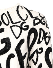 Dolce & Gabbana White Black Logo Print Women Pullover Sweater -   -  Dolce & Gabbana.