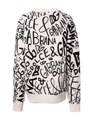 Dolce & Gabbana White Black Logo Print Women Pullover Sweater -   -  Dolce & Gabbana.
