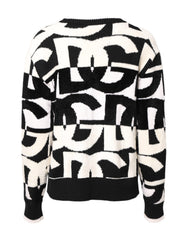 Dolce & Gabbana White Black Logo Print Women Pullover Sweater -   -  Dolce & Gabbana.