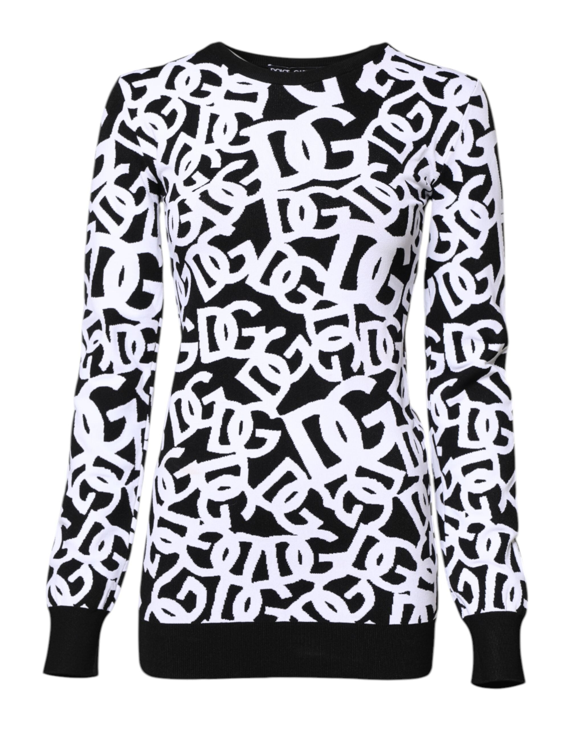 Dolce & Gabbana Black White Logo Print Women Pullover Sweater -   -  Dolce & Gabbana.