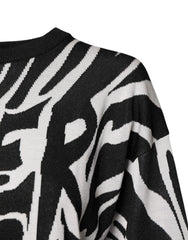 Dolce & Gabbana Black White Print Women Pullover Sweater -   -  Dolce & Gabbana.