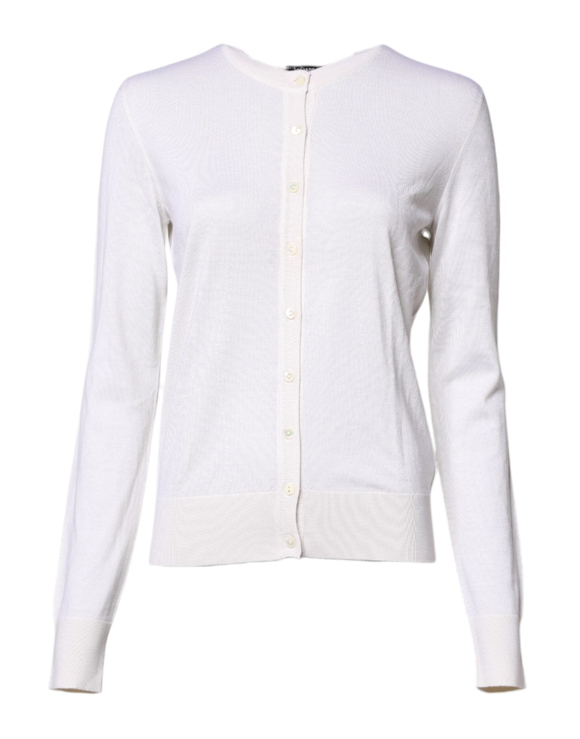 Dolce & Gabbana White Cashmere Crew Neck Top Cardigan Sweater -   -  Dolce & Gabbana.