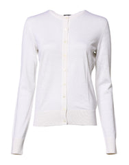 Dolce & Gabbana White Cashmere Crew Neck Top Cardigan Sweater -   -  Dolce & Gabbana.