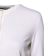 Dolce & Gabbana White Cashmere Crew Neck Top Cardigan Sweater -   -  Dolce & Gabbana.