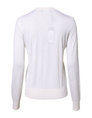 Dolce & Gabbana White Cashmere Crew Neck Top Cardigan Sweater -   -  Dolce & Gabbana.