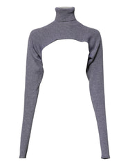 Dolce & Gabbana Gray Wool Knit Turtleneck Cropped Top Sweater - - Dolce & Gabbana.