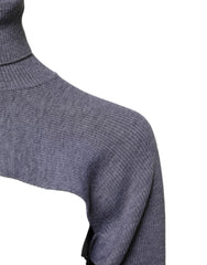 Dolce & Gabbana Gray Wool Knit Turtleneck Cropped Top Sweater - - Dolce & Gabbana.
