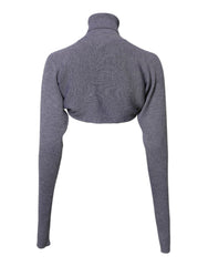 Dolce & Gabbana Gray Wool Knit Turtleneck Cropped Top Sweater - - Dolce & Gabbana.