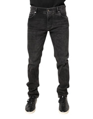 Dolce & Gabbana Gray Washed Cotton Skinny Denim Jeans -   -  Dolce & Gabbana.