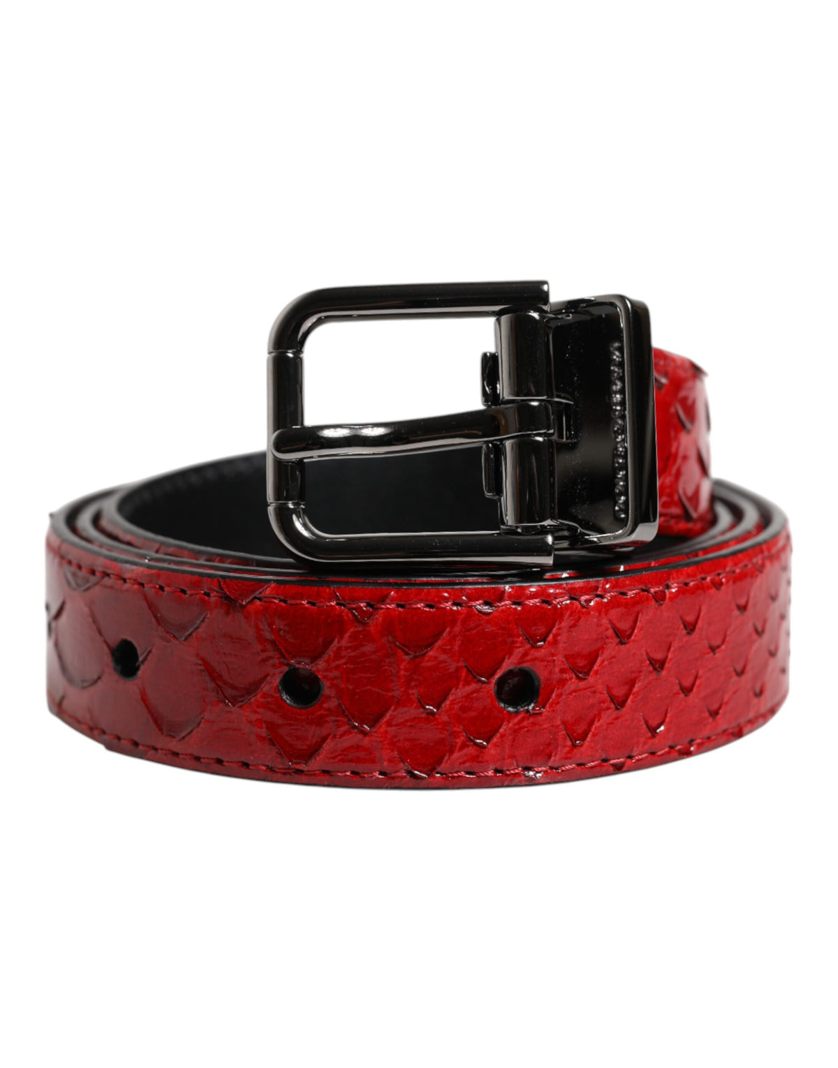 Dolce & Gabbana Red Exotic Leather Brass Metal Buckle Belt -   -  Dolce & Gabbana.