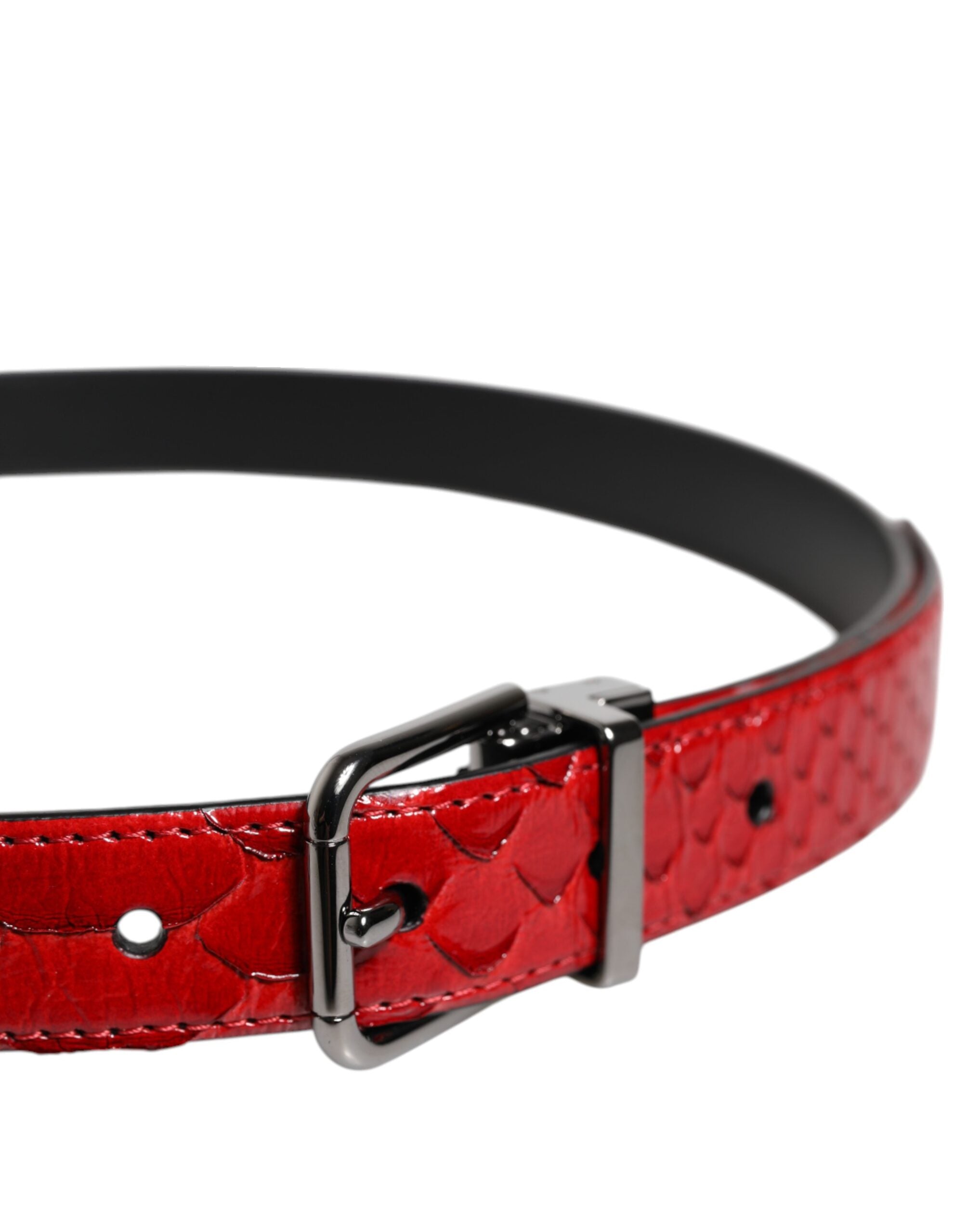 Dolce & Gabbana Red Exotic Leather Brass Metal Buckle Belt -   -  Dolce & Gabbana. Dolce & Gabbana Red Exotic Leather Brass Metal Buckle Belt -   -  Dolce & Gabbana.