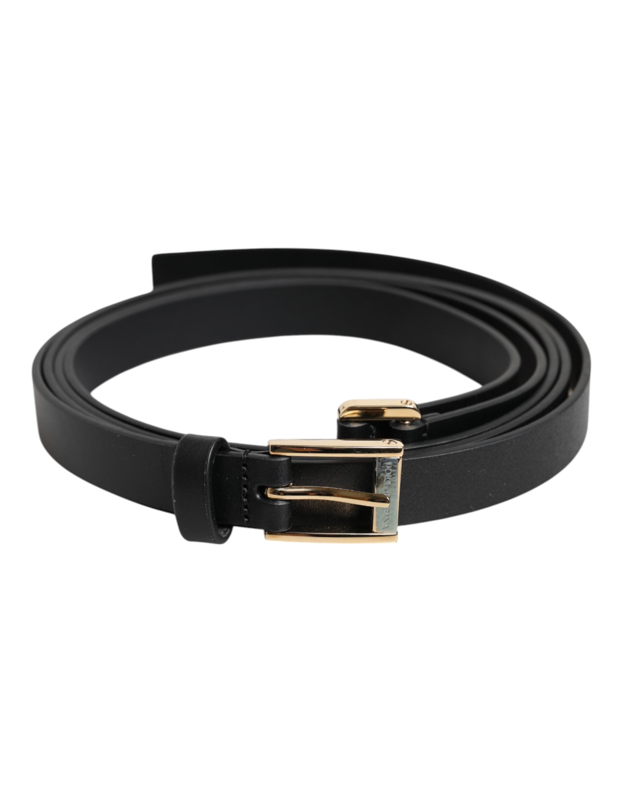 Dolce & Gabbana Black Classic Gold Metal Logo Buckle Belt -   -  Dolce & Gabbana.