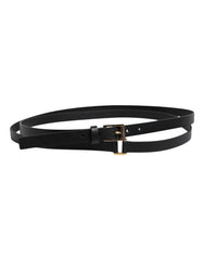 Dolce & Gabbana Black Classic Gold Metal Logo Buckle Belt -   -  Dolce & Gabbana.