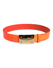 Dolce & Gabbana Orange Gold Tone Metal Logo Buckle Belt -   -  Dolce & Gabbana.