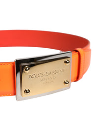 Dolce & Gabbana Orange Gold Tone Metal Logo Buckle Belt -   -  Dolce & Gabbana.