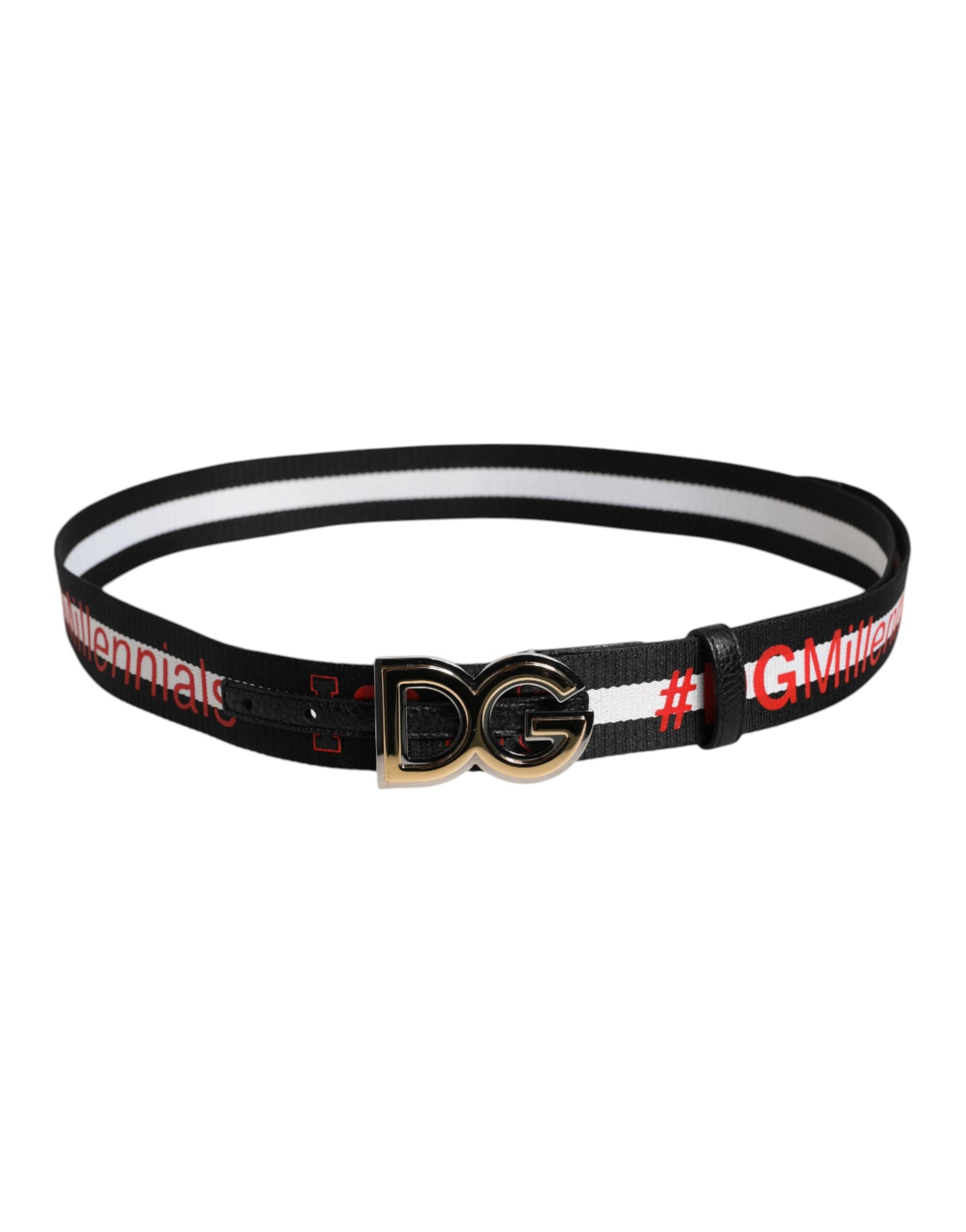 Dolce & Gabbana Black Cotton Logo Print DG Buckle Belt -   -  Dolce & Gabbana. Dolce & Gabbana Black Cotton Logo Print DG Buckle Belt -   -  Dolce & Gabbana.