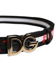 Dolce & Gabbana Black Cotton Logo Print DG Buckle Belt -   -  Dolce & Gabbana.