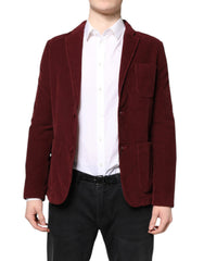 GF Ferre Maroon Corduroy Regular Fit Men Coat Blazer Jacket -   -  GF Ferre.