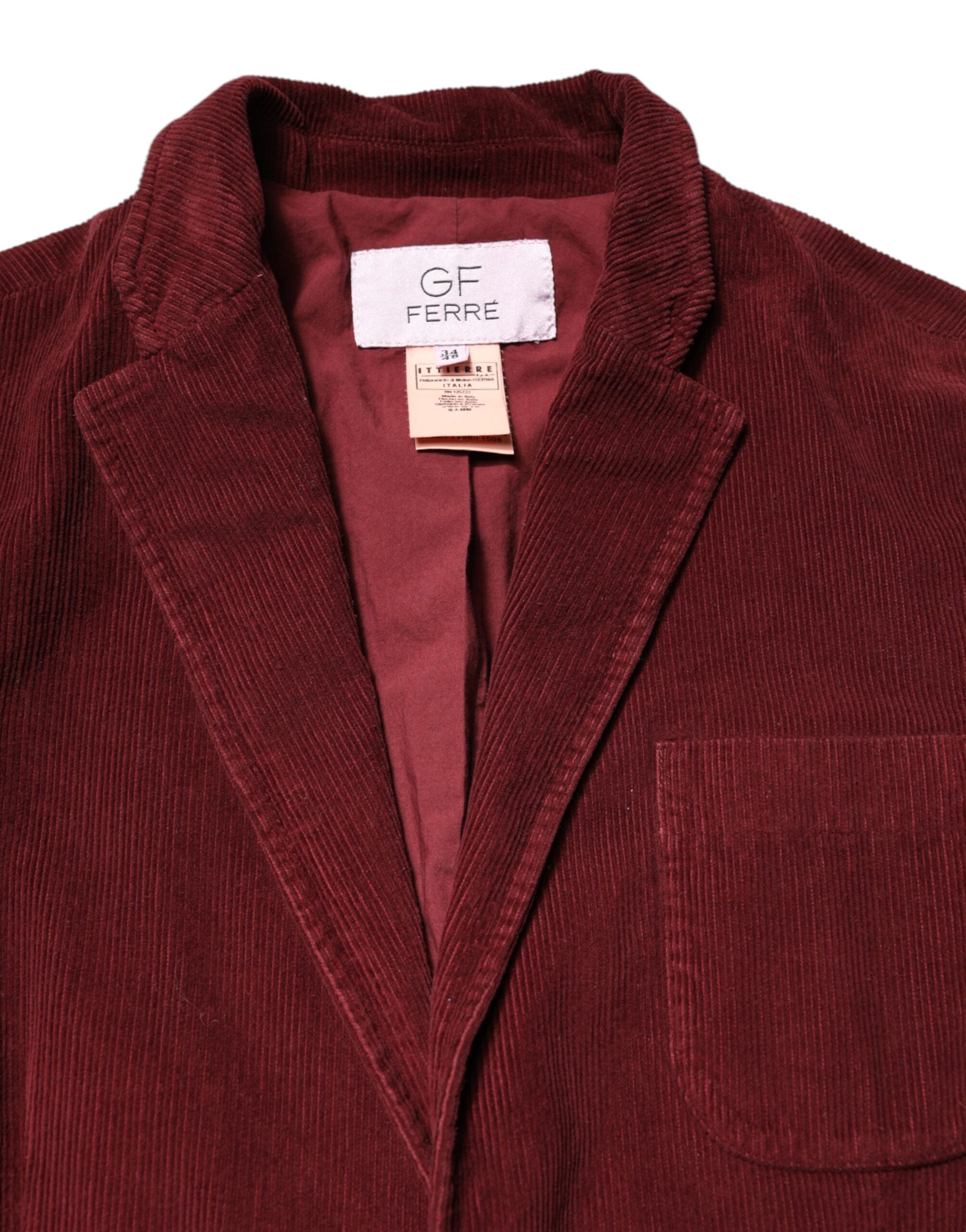 GF Ferre Maroon Corduroy Regular Fit Men Coat Blazer Jacket -   -  GF Ferre. GF Ferre Maroon Corduroy Regular Fit Men Coat Blazer Jacket -   -  GF Ferre.