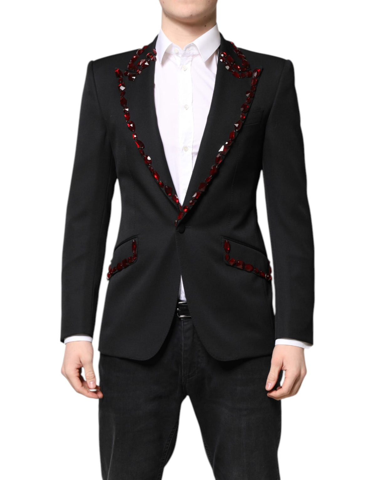 Dolce & Gabbana Black SICILIA CrystalEmbellished Coat Blazer -   -  Dolce & Gabbana.