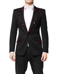 Dolce & Gabbana Black SICILIA CrystalEmbellished Coat Blazer -   -  Dolce & Gabbana.