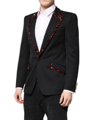 Dolce & Gabbana Black SICILIA CrystalEmbellished Coat Blazer -   -  Dolce & Gabbana.