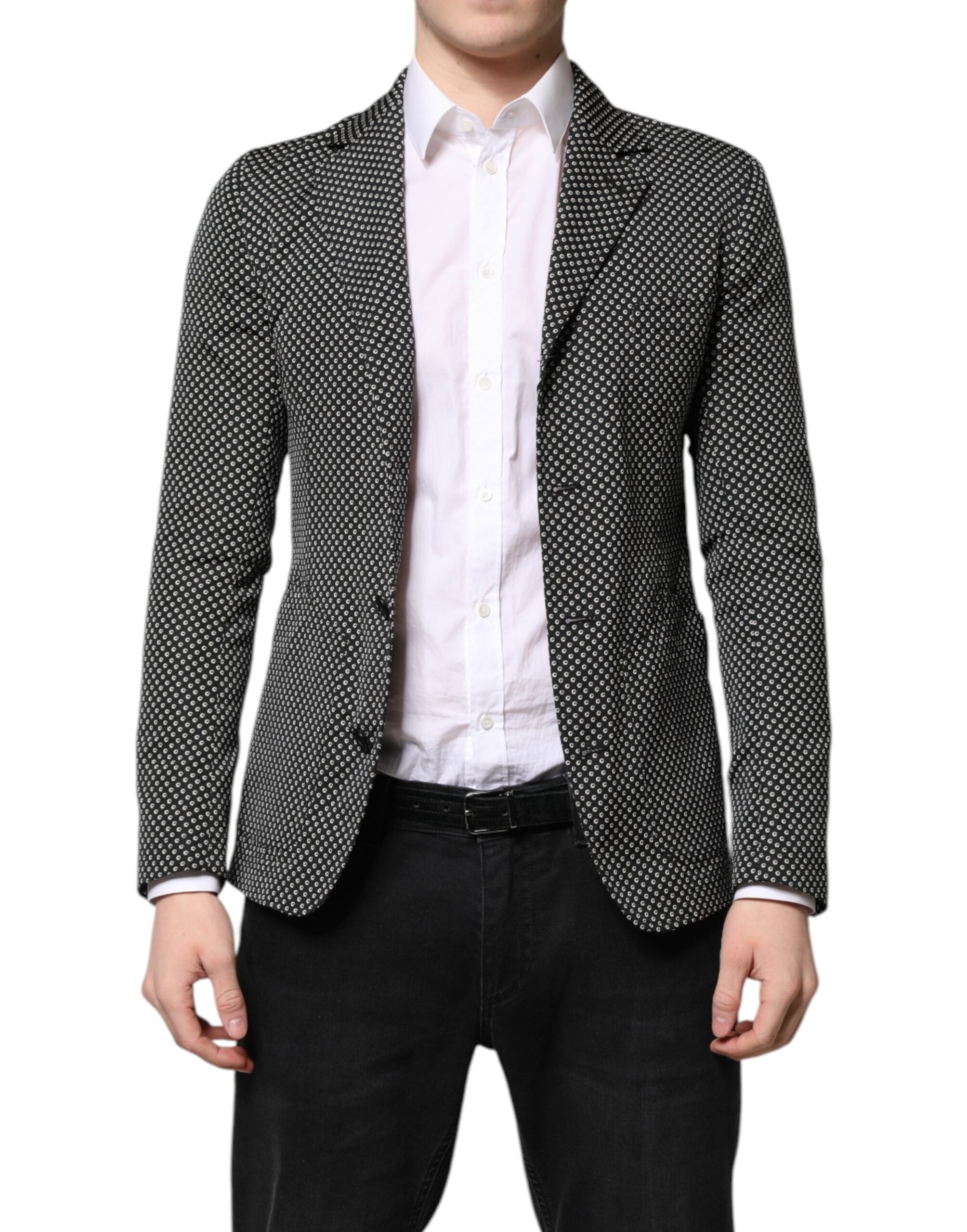 Dolce & Gabbana Black White Patterned Men Suit Coat Blazer -   -  Dolce & Gabbana. Dolce & Gabbana Black White Patterned Men Suit Coat Blazer -   -  Dolce & Gabbana.