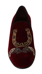 Dolce & Gabbana Bordeaux Velvet Loafers Gun Horseshoe Shoes -   -  Dolce & Gabbana.