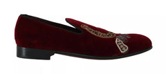 Dolce & Gabbana Bordeaux Velvet Loafers Gun Horseshoe Shoes -   -  Dolce & Gabbana.