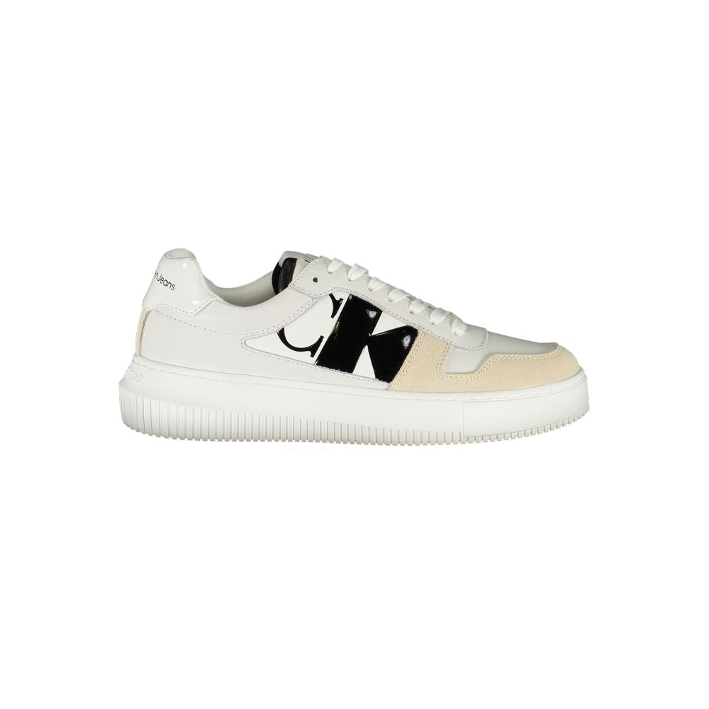 Calvin Klein Elegant White Lace-Up Sneakers with Contrast Detail -   -  Calvin Klein.