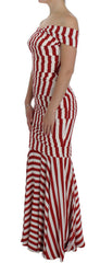 Dolce & Gabbana Red White Silk Stretch Dress -   -  Dolce & Gabbana.