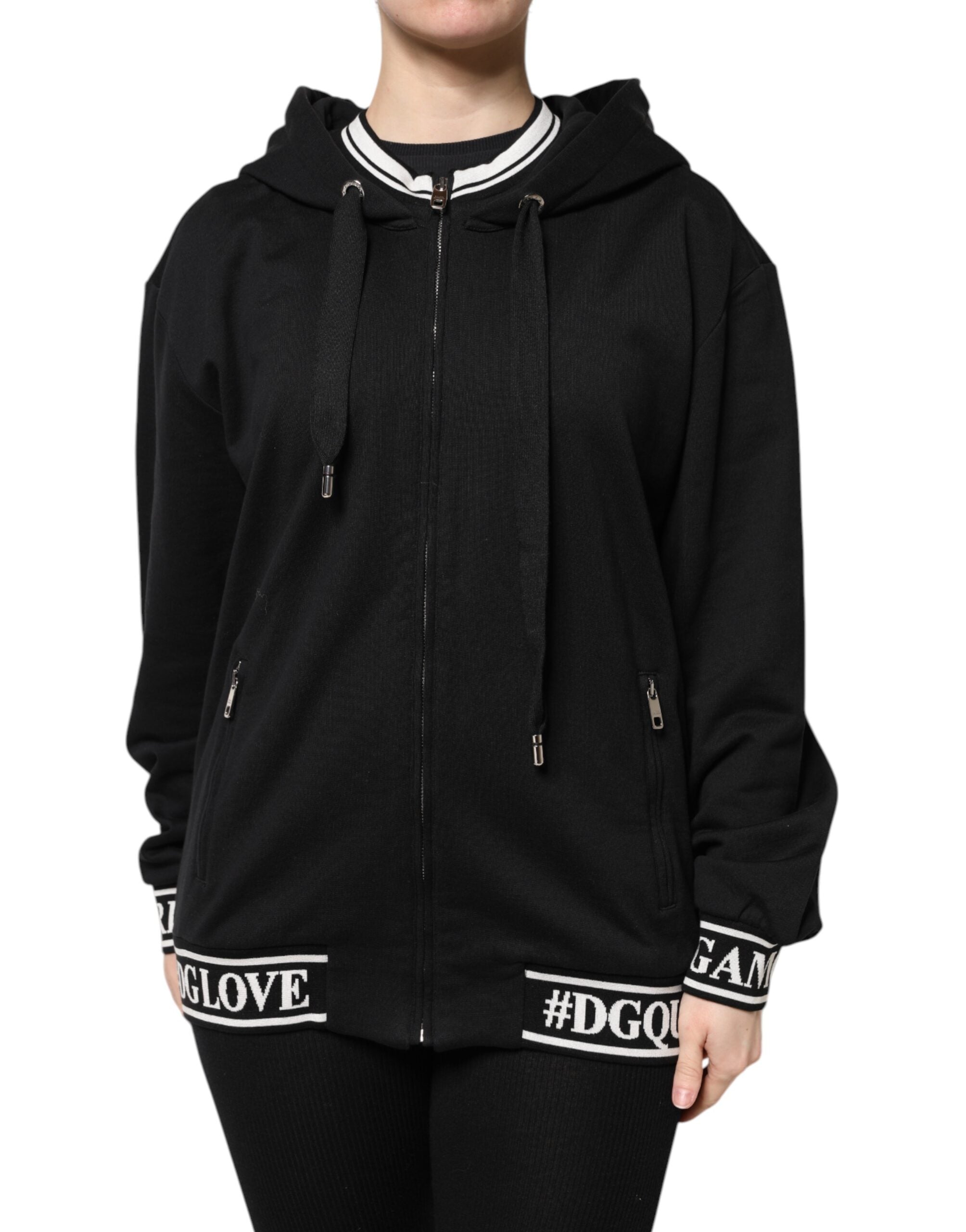 Dolce & Gabbana Black Cotton Hooded Full Zip Sweatshirt Sweater -   -  Dolce & Gabbana.