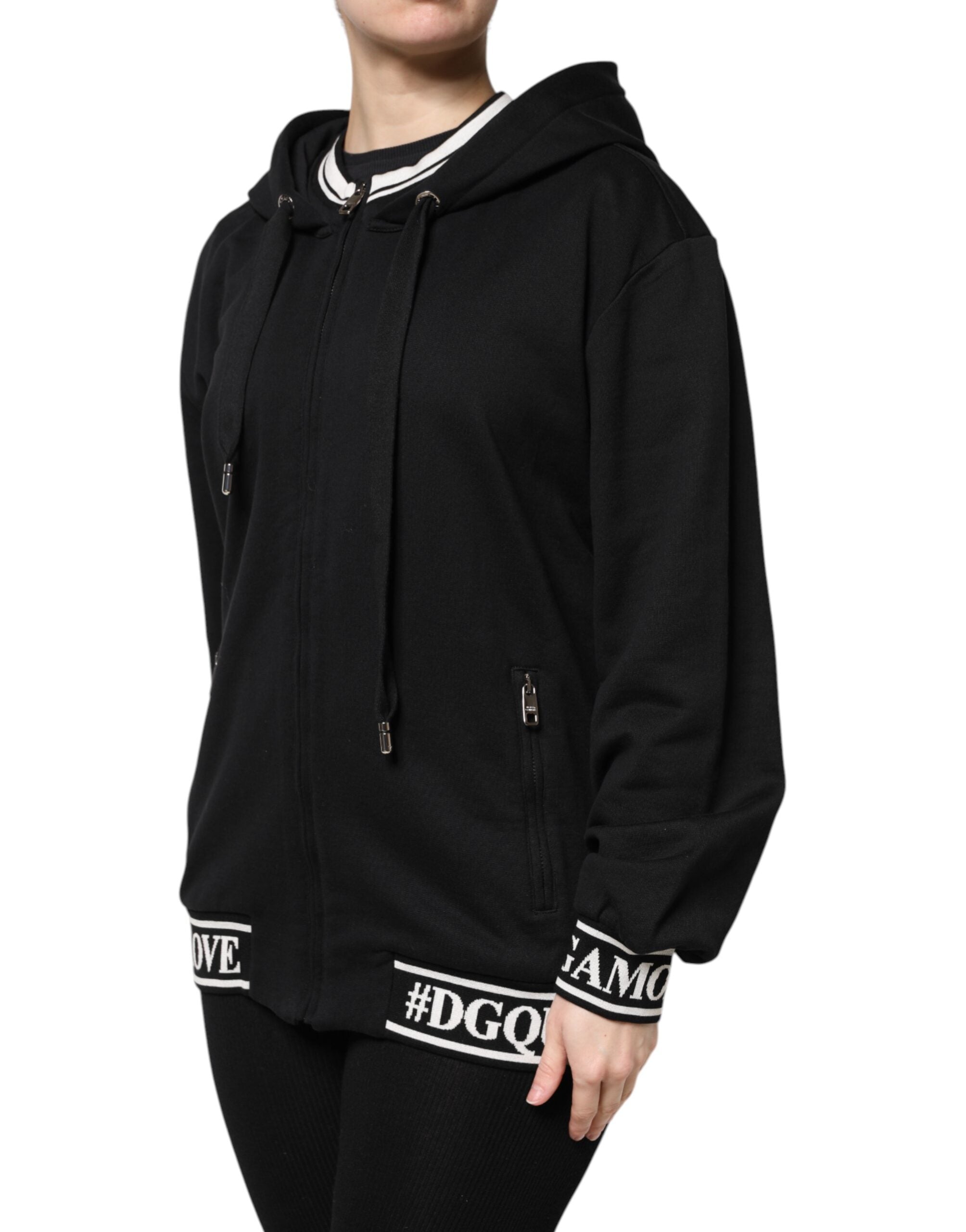 Dolce & Gabbana Black Cotton Hooded Full Zip Sweatshirt Sweater -   -  Dolce & Gabbana. Dolce & Gabbana Black Cotton Hooded Full Zip Sweatshirt Sweater -   -  Dolce & Gabbana.
