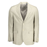 Gant Beige Linen Men Jacket -   -  Gant.