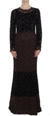 Dolce & Gabbana Purple Floral Lace Ricamo Maxi Dress -   -  Dolce & Gabbana.
