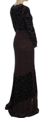 Dolce & Gabbana Purple Floral Lace Ricamo Maxi Dress -   -  Dolce & Gabbana.