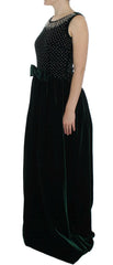 Dolce & Gabbana Green Velvet Crystal Long Maxi Dress -   -  Dolce & Gabbana.