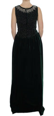Dolce & Gabbana Green Velvet Crystal Long Maxi Dress -   -  Dolce & Gabbana.