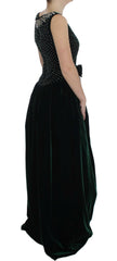 Dolce & Gabbana Green Velvet Crystal Long Maxi Dress -   -  Dolce & Gabbana.