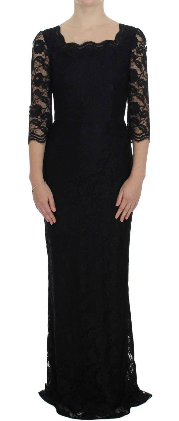 Dolce & Gabbana Black Floral Lace Long Ball Maxi Dress -   -  Dolce & Gabbana.